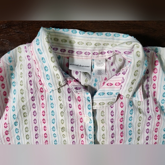 Alfred Dunner Womens Button Up Rainbow Casual Top - Picture 6 of 6